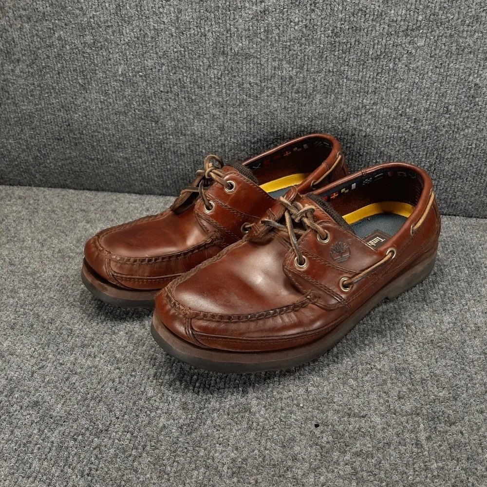 Timberland Men's Brown Leather Slip on Moccasins Boat Shoes Size 7.5 M 71026